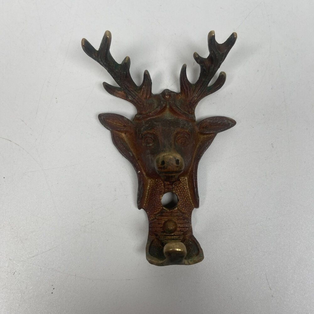 Rustic Cast Iron Deer Head Hook Wall Hanger Decor Beach Nautical Towel Holder 3”